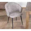Lot de 2 chaises de repas design en tissu gris clair et pieds métal noirs "Kandy"