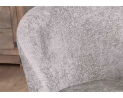 Lot de 2 chaises de repas design en tissu gris clair et pieds métal noirs 