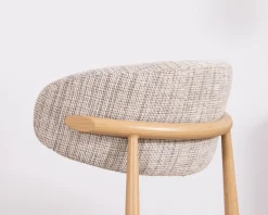 Lot de 2 chaises de repas esprit rétro en tissu beige tramé marron 