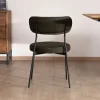 Lot de 2 chaises de repas en tissu vert olive et pieds métal design minimaliste "Lato"