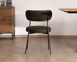 Lot de 2 chaises de repas en tissu vert olive et pieds métal design minimaliste "Lato"