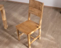 Lot de 2 chaises de repas en manguier brut 