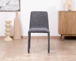 Lot de 4 chaises de repas empilables en tissu gris graphite texturé “Otto”