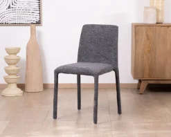 Lot de 4 chaises de repas empilables en tissu gris graphite texturé “Otto”
