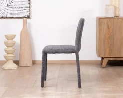 Lot de 4 chaises de repas empilables en tissu gris graphite texturé “Otto”