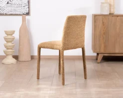 Lot de 4 chaises de repas revêtement intégral en tissu jaune doré “Otto” esprit design