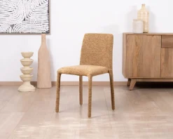 Lot de 4 chaises de repas revêtement intégral en tissu jaune doré “Otto” esprit design