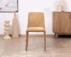 Lot de 4 chaises de repas revêtement intégral en tissu jaune doré “Otto” esprit design