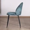 Lot de 4 chaises de repas esprit vintage en velours bleu pétrole et métal noir "Bellot"