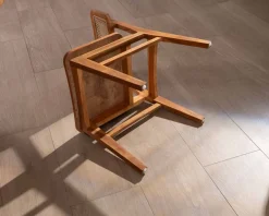 Lot de 2 chaises de repas en teck avec dossier en cannage "Natsu"