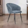 Lot de 2 chaises de repas design en tissu bleu et pieds métal noirs "Kandy"