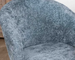 Lot de 2 chaises de repas design en tissu bleu et pieds métal noirs 