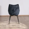 Lot de 2 chaises de repas style vintage en tissu bleu foncé et pieds métal design "Niko"
