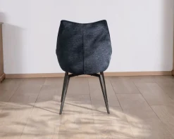 Lot de 2 chaises de repas style vintage en tissu bleu foncé et pieds métal design "Niko"