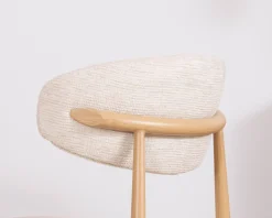 Lot de 2 chaises de repas scandinaves en tissu tramé blanc cassé 