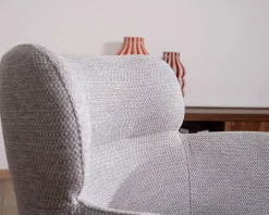 Lot de 2 chaises de repas contemporaines "Riméno" en tissu gris et pieds en métal