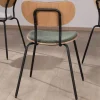 Lot de 4 chaises de repas en tissu vert "Lino" style rétro