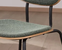 Lot de 4 chaises de repas en tissu vert "Lino" style rétro