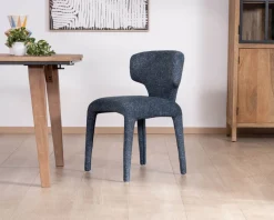 Lot de 2 chaises de repas design sculptural en tissu bleu foncé "Milano"