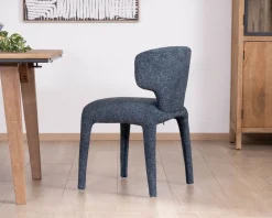 Lot de 2 chaises de repas design sculptural en tissu bleu foncé 