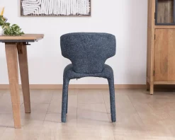 Lot de 2 chaises de repas design sculptural en tissu bleu foncé 