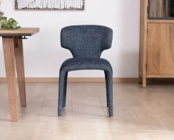 Lot de 2 chaises de repas design sculptural en tissu bleu foncé 