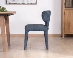 Lot de 2 chaises de repas design sculptural en tissu bleu foncé 