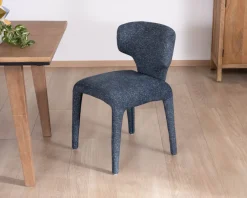 Lot de 2 chaises de repas design sculptural en tissu bleu foncé 