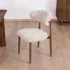 Lot de 2 chaises de repas rétro en tissu tramé beige et marron "Arpège" pieds métal aspect noyer
