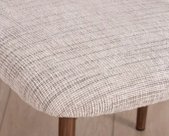 Lot de 2 chaises de repas rétro en tissu tramé beige et marron 