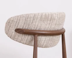 Lot de 2 chaises de repas rétro en tissu tramé beige et marron 
