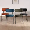 Lot de 2 chaises de repas en tissu terracotta et pieds métal style rétro "Lato"