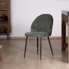 Lot de 4 chaises de repas en velours vert sauge foncé "Bellot" esprit vintage