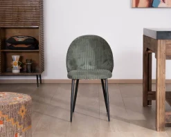 Lot de 4 chaises de repas en velours vert sauge foncé "Bellot" esprit vintage