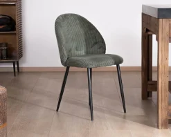 Lot de 4 chaises de repas en velours vert sauge foncé 