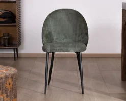 Lot de 4 chaises de repas en velours vert sauge foncé 