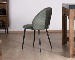 Lot de 4 chaises de repas en velours vert sauge foncé 