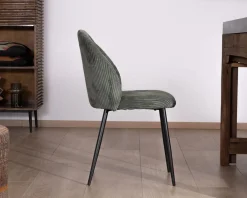 Lot de 4 chaises de repas en velours vert sauge foncé 