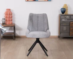 Lot de 2 chaises de repas pivotantes en tissu gris "Webber"