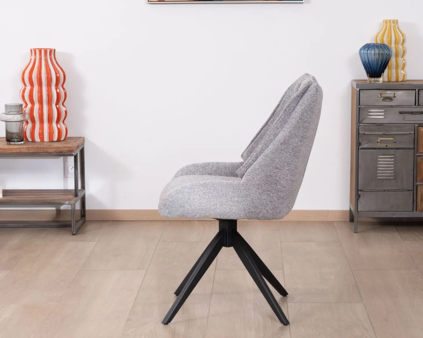 Lot de 2 chaises de repas pivotantes en tissu gris "Webber"