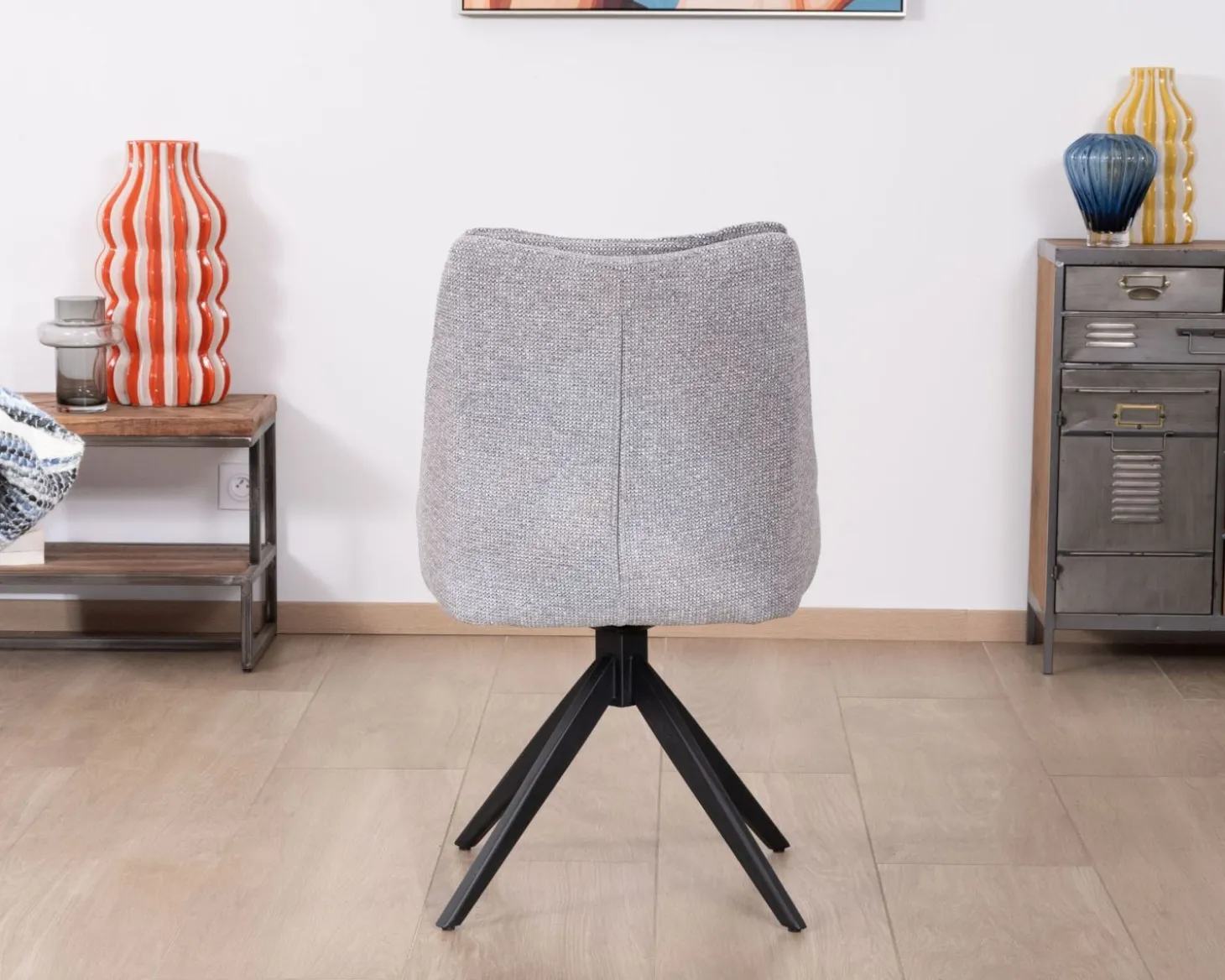 Lot de 2 chaises de repas pivotantes en tissu gris "Webber"