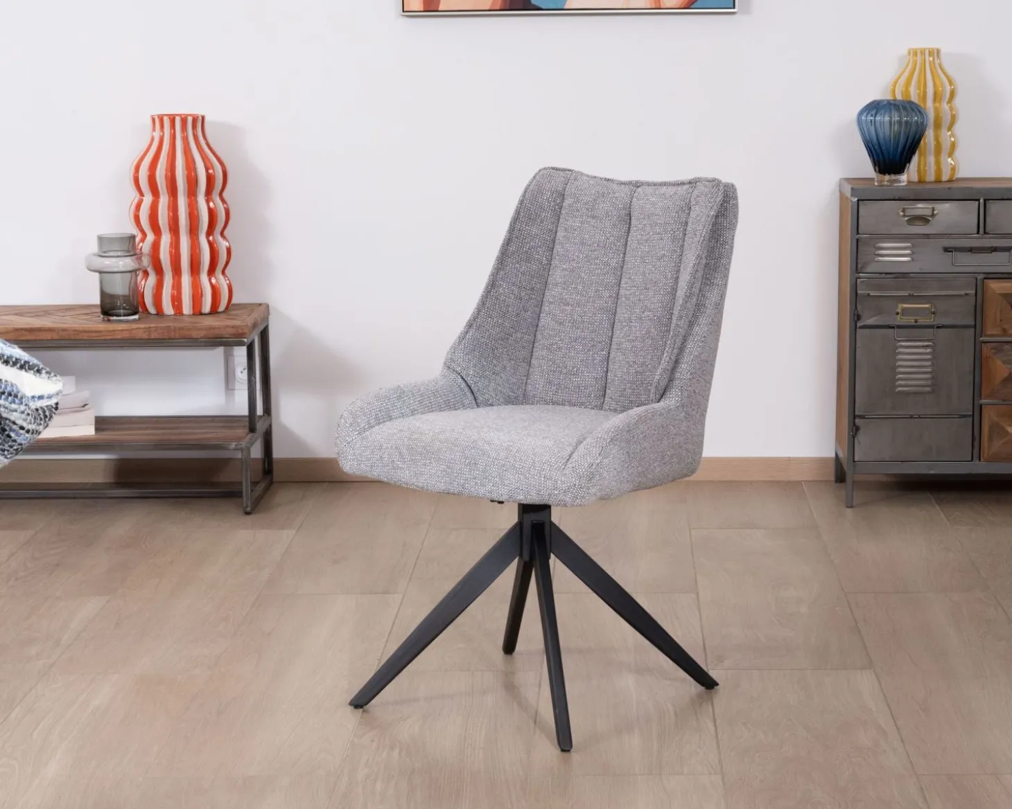 Lot de 2 chaises de repas pivotantes en tissu gris "Webber"