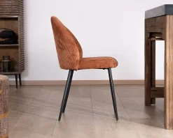 Lot de 4 chaises de repas en velours côtelé rouille "Bellot" style rétro