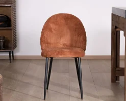 Lot de 4 chaises de repas en velours côtelé rouille "Bellot" style rétro