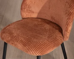 Lot de 4 chaises de repas en velours côtelé rouille 