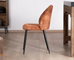 Lot de 4 chaises de repas en velours côtelé rouille 