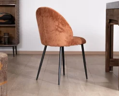 Lot de 4 chaises de repas en velours côtelé rouille 