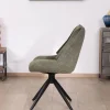 Lot de 2 chaises de repas design contemporain en tissu vert "Webber" pied pivotant en métal noir
