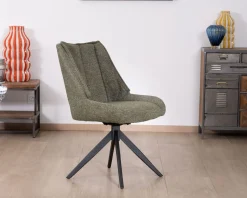 Lot de 2 chaises de repas design contemporain en tissu vert 