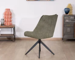 Lot de 2 chaises de repas design contemporain en tissu vert 